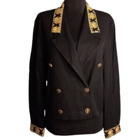 Positive Attitude 12 Cropped Jacket Black Gold Embroidered Regency - Picture 1 of 10